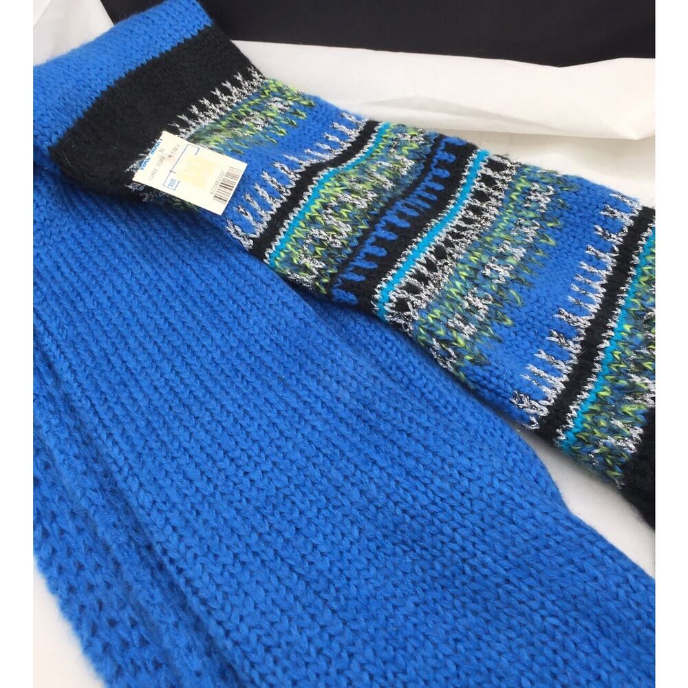 women blue Silver Acrylic scarf wrap shawl striped long Tassels